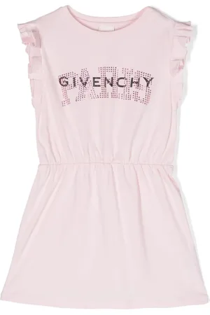 Givenchy Strassverziertes Rüschenkleid mit Logo-Print