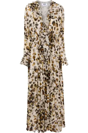 Msgm Gerüschtes Kleid mit abstraktem Muster