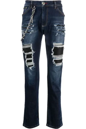 Philipp Plein Halbhohe Straight-Leg-Jeans