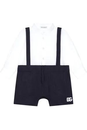 Dolce & Gabbana Leinen-Strampler mit Logo-Applikation