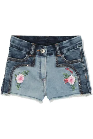 MONNALISA Jeans-Shorts mit Blumenstickerei