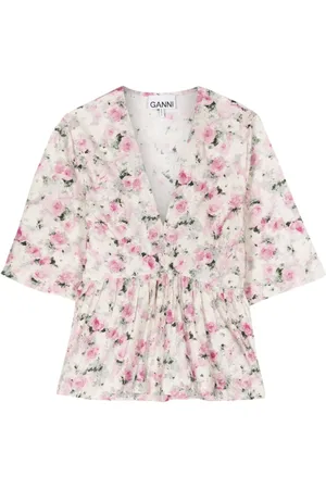 Ganni Bluse aus Bio-Baumwolle mit Blumen-Print