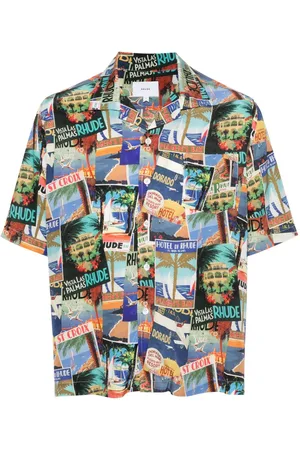Rhude Bowlinghemd mit Postkarten-Print