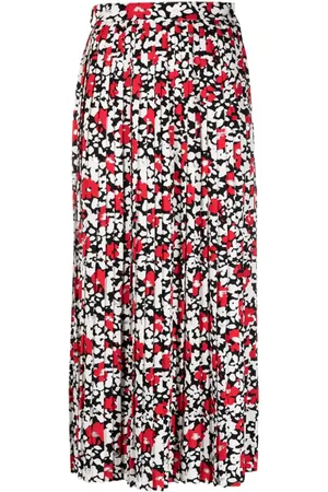 Céline Plissierter Midirock mit Blumen-Print