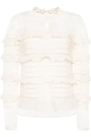 Twin-Set Rüschenbluse aus floraler Spitze