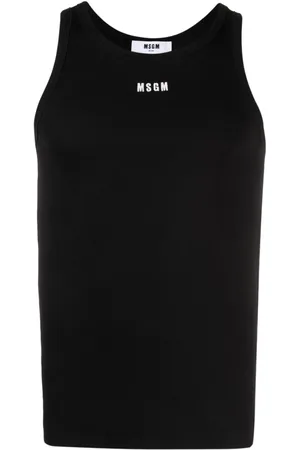 Msgm Geripptes Trägershirt mit Logo-Stickerei