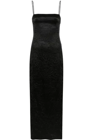 Ganni Maxikleid aus Satin in Knitteroptik