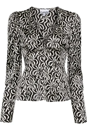 Ganni Bluse aus Seide mit grafischem Print