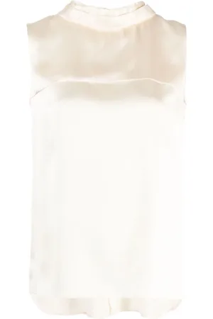 CHANEL Seidentop mit Stehkragen