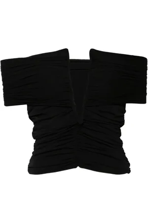 MAGDA BUTRYM Geraffte Wickelbluse mit tiefem Ausschnitt