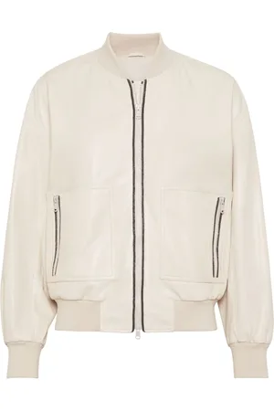 Brunello Cucinelli Lederjacke mit Monili-Perlenverzierung