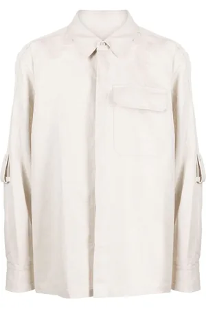 Helmut Lang Twill-Hemd aus Baumwoll-Leinengemisch