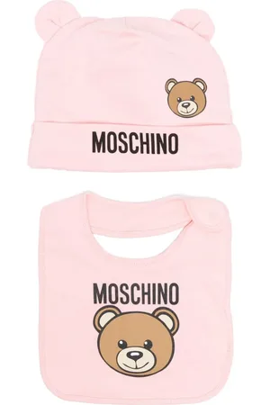 Moschino Bommelmützen-Set mit Teddy-Motiv