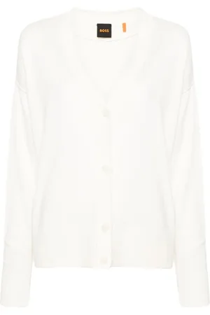 HUGO BOSS Gerippter Cardigan mit V-Ausschnitt
