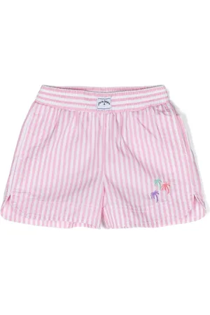 Palm Angels Gestreifte Shorts mit 3 Palms-Stickerei