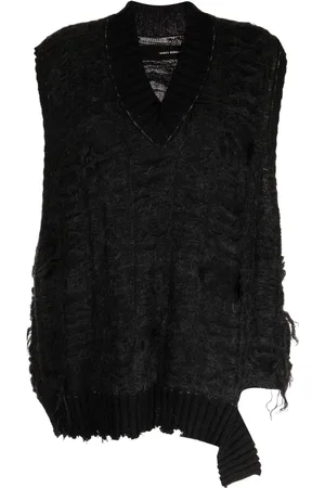 ISABEL BENENATO Pullunder im Distressed-Look mit V-Ausschnitt