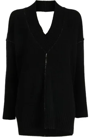 ISABEL BENENATO Rückenfreier Pullover mit V-Ausschnitt