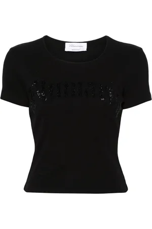 BLUMARINE Geripptes T-Shirt mit Strass