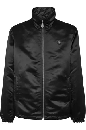 Philipp Plein Windbreaker in Satinoptik mit Logo-Applikation