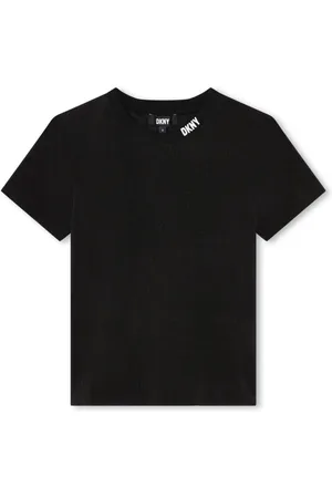 DKNY Geripptes T-Shirt mit Logo-Print