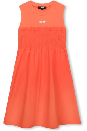 DKNY Gesmoktes Kleid mit Logo-Print