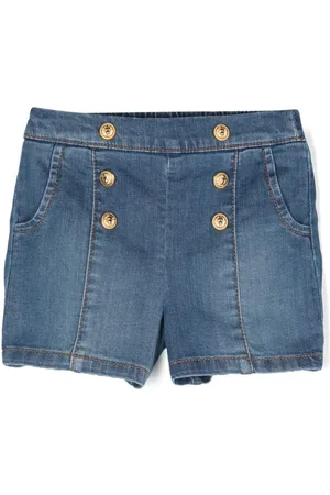 Balmain Jeans-Shorts mit Löwenkopf-Knöpfen