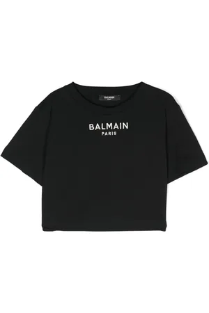 Balmain Cropped-T-Shirt mit Logo-Stickerei