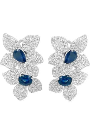 HYT Jewelry 18kt Weißgoldohrclips mit Diamanten und Saphir