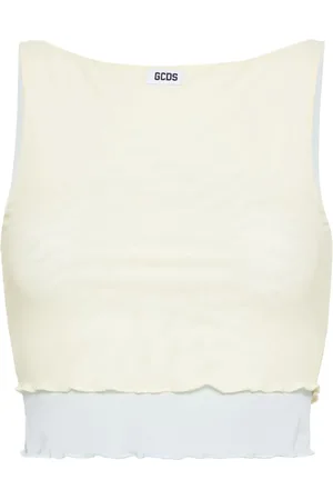 GCDS Mesh-Top im Layering-Look mit Logo-Patch