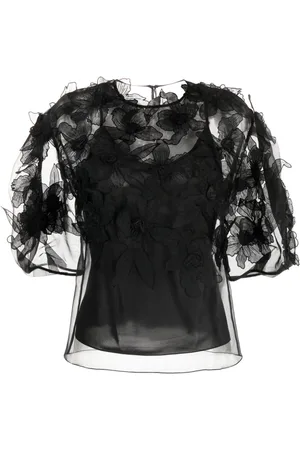 Carolina Herrera Bluse mit Blumenapplikation