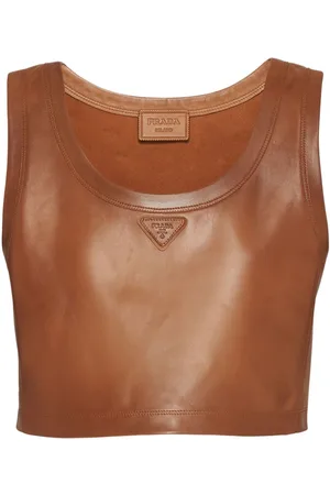 Prada Cropped-Top aus Nappaleder