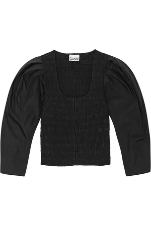 Ganni Cropped-Bluse aus Bio-Baumwolle