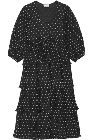 Ganni Midikleid mit grafischem Print