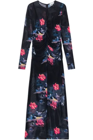 Ganni Maxikleid mit Blumen-Print