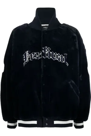 FIVE CM Faux-Fur-Baseballjacke mit Logo-Stickerei