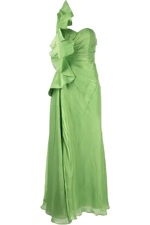 Badgley Mischka Asymmetrische Leaf Robe mit Falten