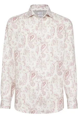Brunello Cucinelli Leinenhemd mit Paisley-Print