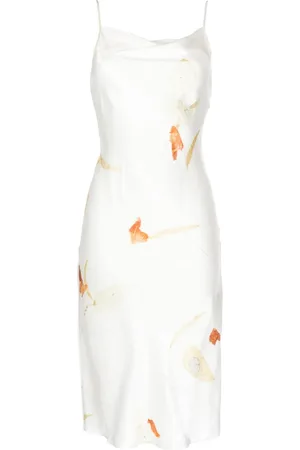 Feng Chen Wang Midikleid aus Seide mit Blumen-Print