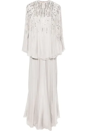 Dina Melwani Abendkleid mit Stickerei
