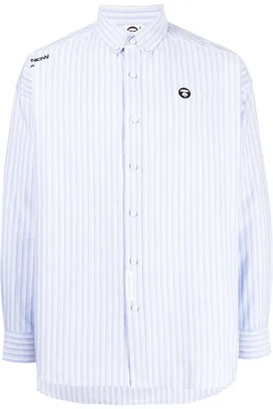 A Bathing Ape Gestreiftes Hemd mit Logo-Stickerei