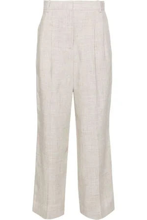 Rohe Wide-Leg-Hose mit Bundfalten