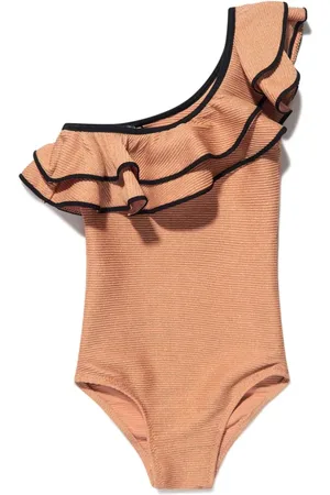 Nessi Byrd Gerüschter Eliza One-Shoulder-Badeanzug mit Glitter