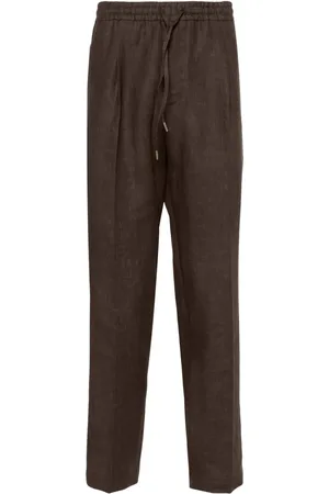 BRIGLIA Halbhohe Wimbledons Tapered-Leinenhose
