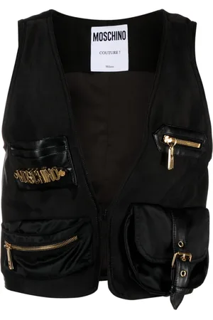 Moschino Weste aus Satin mit Logo-Schild