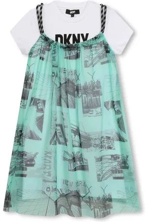 DKNY A-Linien-Kleid im Layering-Look mit Print