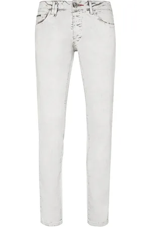 Philipp Plein Ausgeblichene Skinny-Jeans mit Totenkopf