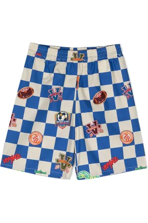 VERSACE Karierte Shorts mit grafischem Print