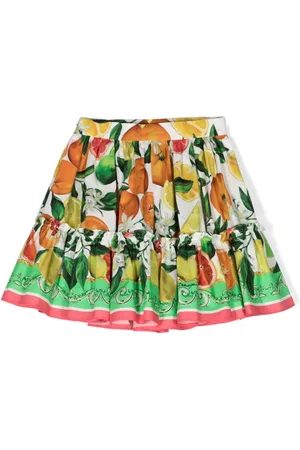 Dolce & Gabbana Gestufter Baumwollrock mit Früchte-Print
