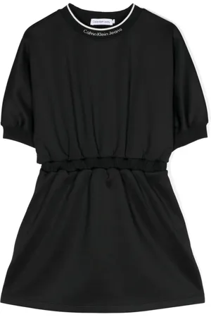 Calvin Klein Kurzärmeliges Kleid mit glänzendem Logo-Band
