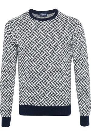 DRUMOHR Intarsien-Pullover mit Rundhalsausschnitt